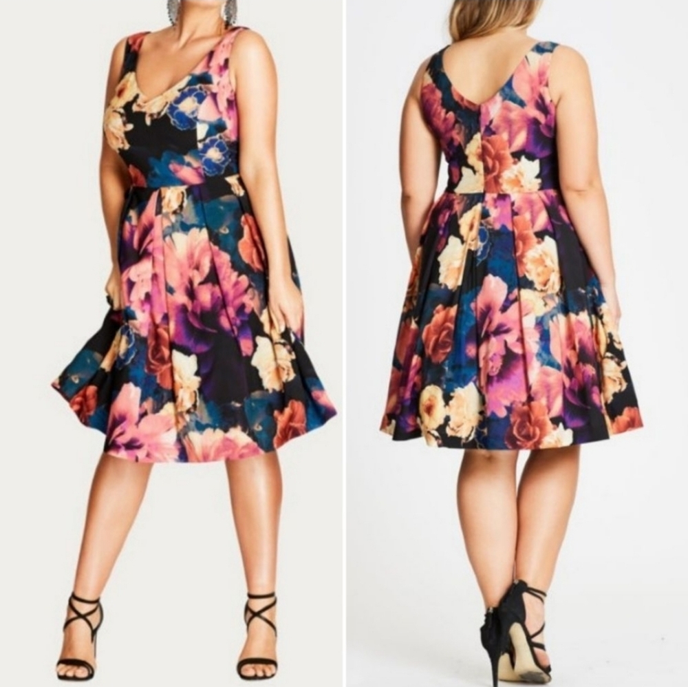 City Chic Secret Garden Dress size S/16
